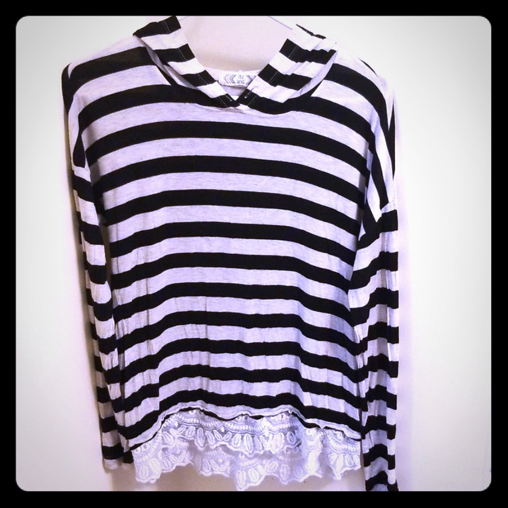 Pink rose striped hoodie